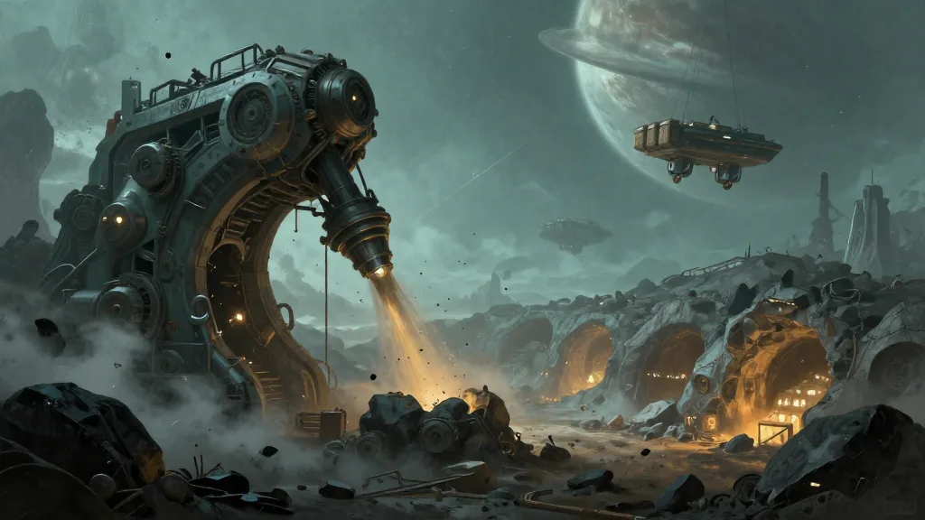 Red Mountain asteroid mining operation carved into rock